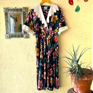 Vintage 80s Floral Dress / Miss Frizzle Costume, size 14